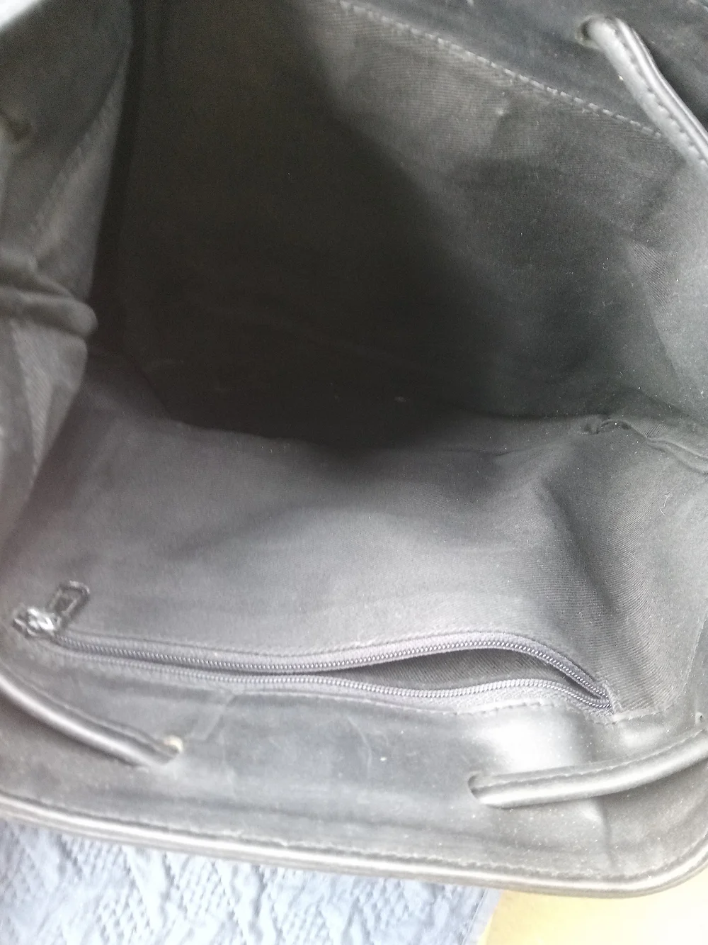 Etienne Aigner Black Leather Drawstring Backpack with Crest